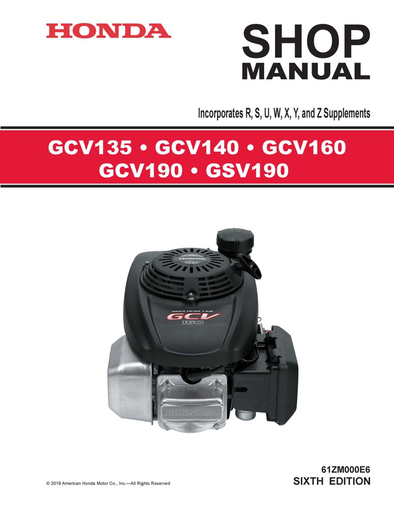 HONDA GCV520 GCV530 VERTICAL SHAFT Engine Repair Manual | Instruction